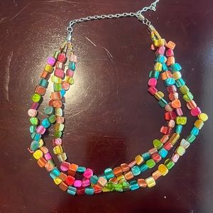 Multi color 3 strands necklace 15-18”